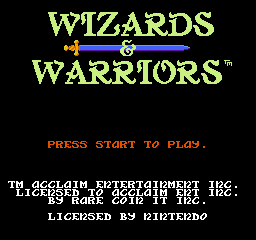 Wizards & Warriors (Europe) Title Screen